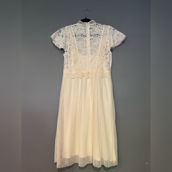 Cream Anthropologie feather Bone Midi Dress with Mock Neck - Picture 9 of 9